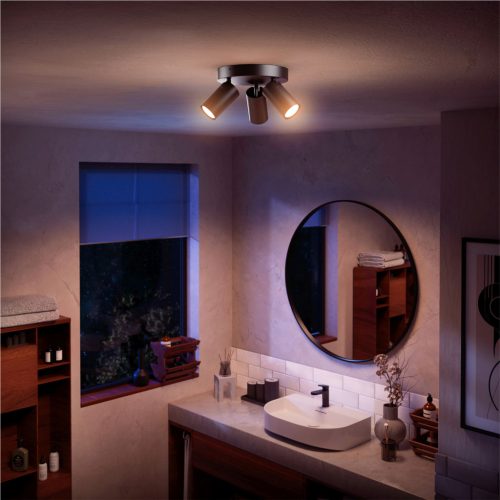 Mennyezeti lámpa Spotlámpa 3x GU10 IP44 Fekete Kosipo Philips