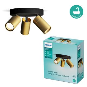   Mennyezeti lámpa spotlámpa 3x GU10 IP44 réz-fekete Kosipo Philips