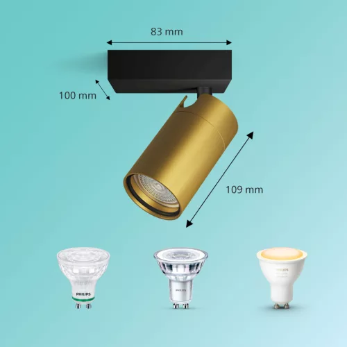 Fali lámpa égő GU10 IP44 Réz-fekete Kosipo Philips
