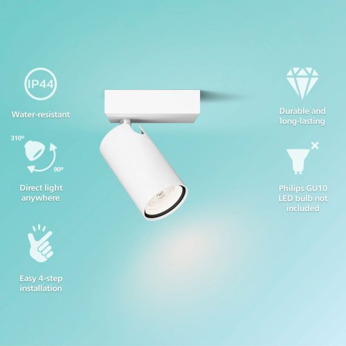 Fali lámpa GU10 IP44 fehér Kosipo Philips