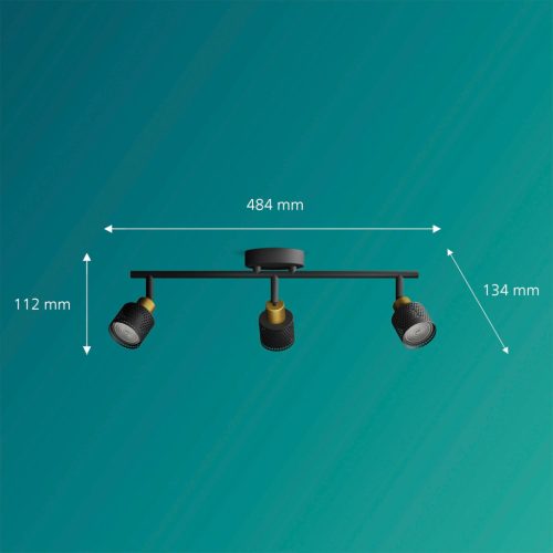 Mennyezeti lámpa spotlámpa 3x GU10 Niall fekete-réz Philips