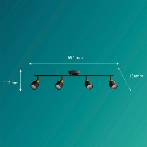 Mennyezeti lámpa spotlámpa 4x GU10 fekete-réz Niall Philips
