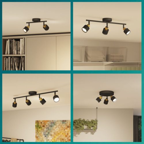 Mennyezeti fali lámpa GU10 LED-es lámpa, fekete-réz Niall Philips