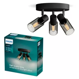 Mennyezeti lámpa Spotlámpa 3x E14 Black Palms Philips