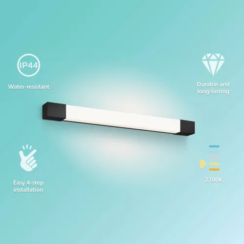 Tükörlámpa LED 10W 1500lm 2700K 62cm IP44 Fekete Rover Philips