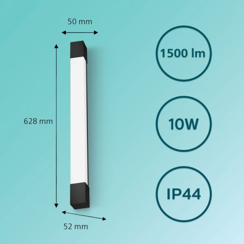 Tükörlámpa LED 10W 1500lm 2700K 62cm IP44 Fekete Rover Philips