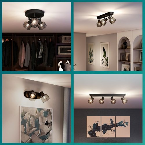 Mennyezeti fali lámpa lámpatest E14 LED, fekete Sleet Philips