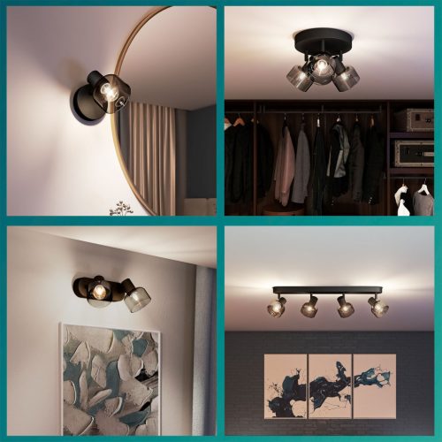 Mennyezeti lámpa Spotlámpa 3x E14 Black Sleet Philips