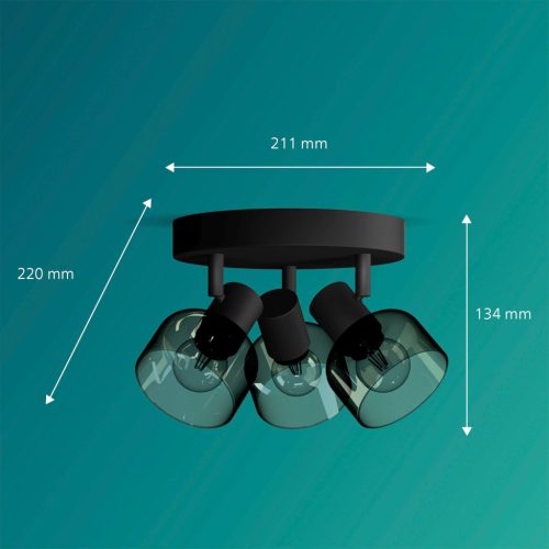 Mennyezeti lámpa Spotlámpa Mennyezeti lámpa 3x E14 LED Fekete Sleet Philips