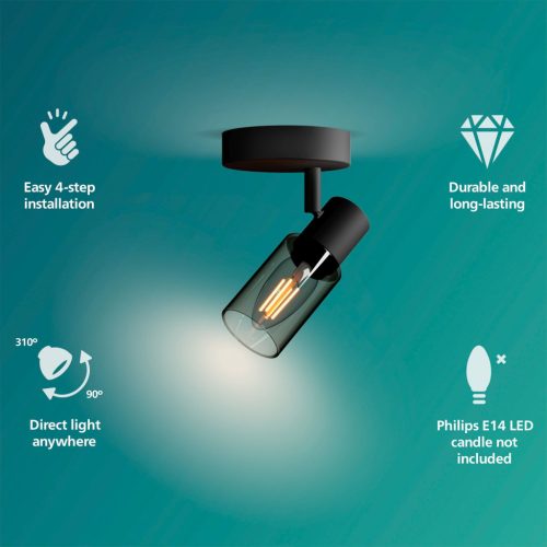 Fali lámpa lámpatest E14 Black Palms Philips