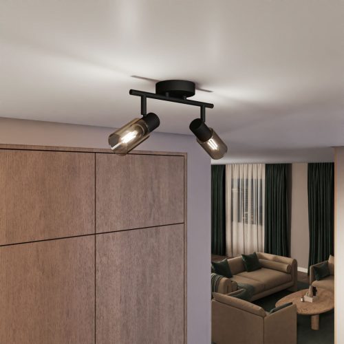 Mennyezeti lámpa spotlámpa 2x E14 Black Palms Philips