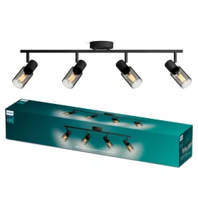 Mennyezeti lámpa spotlámpa 4x E14 Black Palms Philips