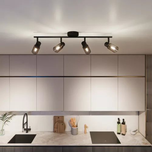 Mennyezeti lámpa spotlámpa 4x E14 Black Palms Philips