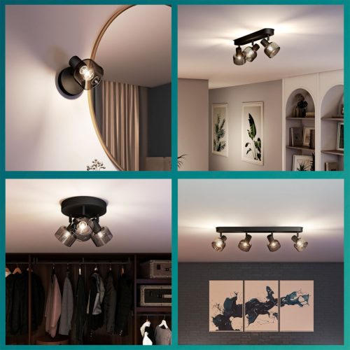 Mennyezeti lámpa Spotlámpa 2x E14 Black Sleet Philips