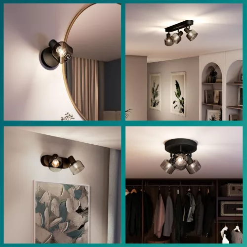 Mennyezeti lámpa Spotlámpa 4x E14 LED Black Sleet Philips