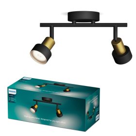   Mennyezeti lámpa spotlámpa 2x GU10 fekete-réz vezeték Philips