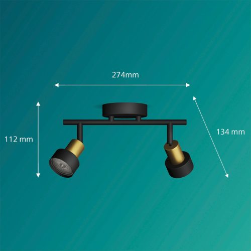 Mennyezeti lámpa spotlámpa 2x GU10 fekete-réz vezeték Philips