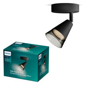 Fali mennyezeti lámpa GU10 fekete hasított Philips