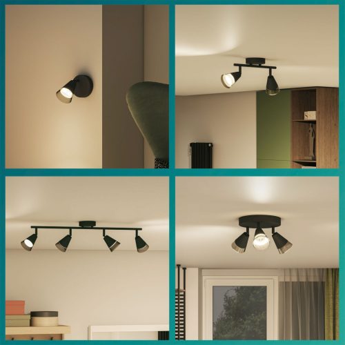 Mennyezeti lámpa spotlámpa, felületre szerelt 3x GU10 fekete hasított Philips