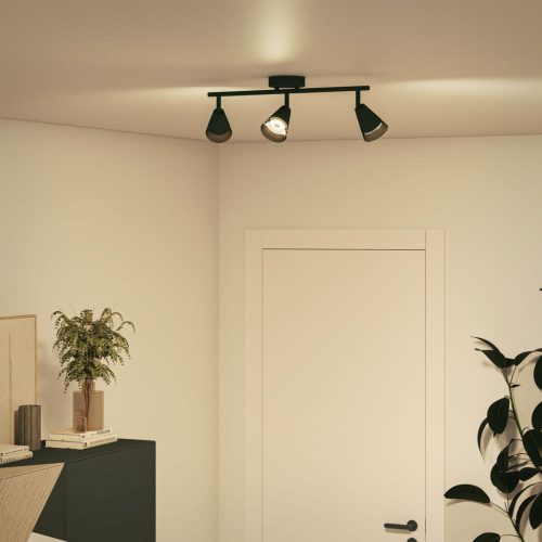 Mennyezeti lámpa spotlámpa, felületre szerelt 3x GU10 fekete hasított Philips