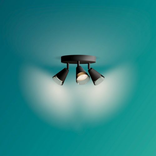 Mennyezeti lámpa spotlámpa, felületre szerelt mennyezeti 3x GU10 fekete hasított Philips