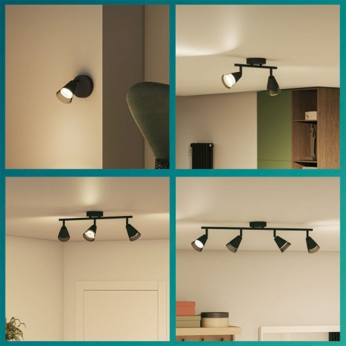 Mennyezeti lámpa spotlámpa, felületre szerelt mennyezeti 3x GU10 fekete hasított Philips