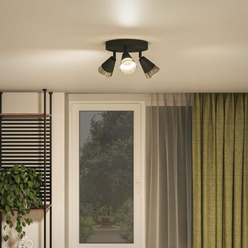 Mennyezeti lámpa spotlámpa, felületre szerelt mennyezeti 3x GU10 fekete hasított Philips