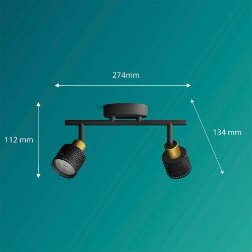 Mennyezeti lámpa spotlámpa 2x GU10 fekete-réz Niall Philips