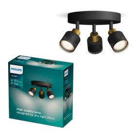   Mennyezeti lámpa spotlámpa 3x GU10 fekete-réz Niall Philips