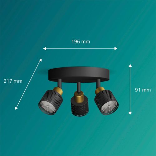 Mennyezeti lámpa spotlámpa 3x GU10 fekete-réz Niall Philips