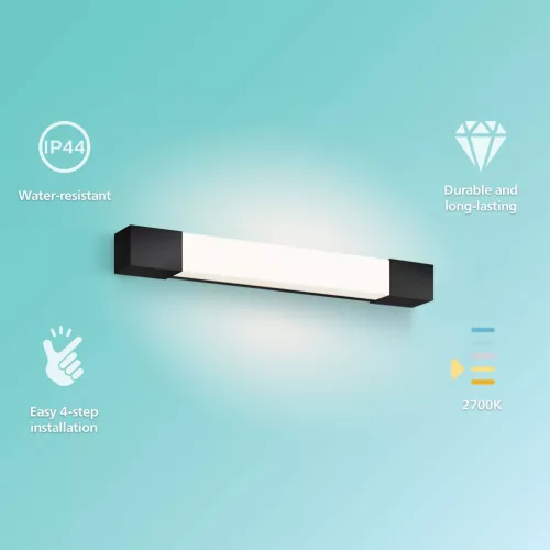 Tükörlámpa LED 5W 730lm 2700K 44cm IP44 Fekete Rover Philips