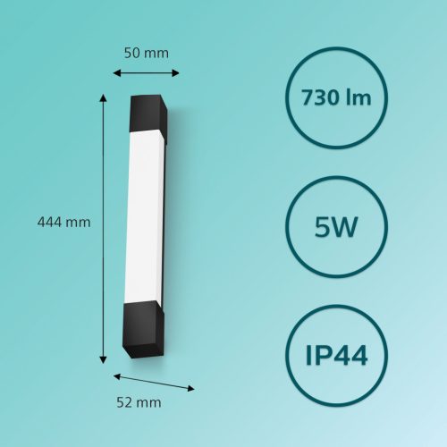 Tükörlámpa LED 5W 730lm 2700K 44cm IP44 Fekete Rover Philips