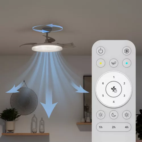 Mennyezeti ventilátor 35W 106cm lámpa mennyezeti plafon LED 32W 4500lm 2700-5500K CCT fehér távirányító Solr Philips