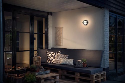 Kerti LED lámpa, homlokzati fali lámpa, ASTILBE myGarden E27 IP44, kerek, fekete-fehér, PHILIPS