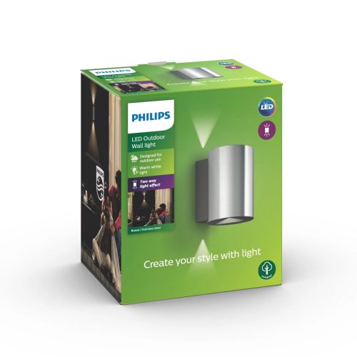 Kerti LED-es lámpa homlokzati fali lámpa BUXUS myGarden 2x4,5W 2700K IP44 felső-alsó ezüst PHILIPS
