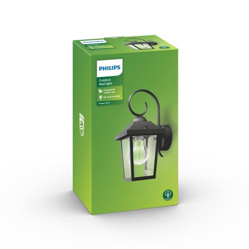 Kerti LED lámpa Fali lámpa homlokzat BUZZARD myGarden E27 IP44 Down Light Fekete PHILIPS