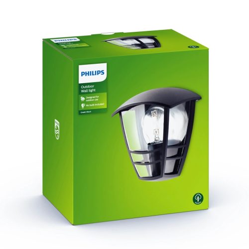 Kerti LED lámpa Homlokzati fali lámpa CREEK myGarden E27 IP44 Lantern Fekete PHILIPS