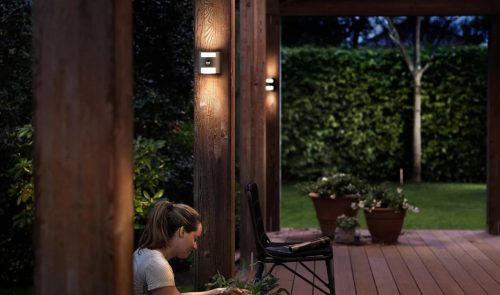 Kerti LED lámpa homlokzati fali lámpa GRASS IR myGarden 4,5W 2700K IP44 fel-le mozgásérzékelővel, antracit PHILIPS