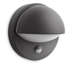   LED kerti lámpa homlokzati fali lámpa JÚNIUS myGarden E27 IP44 kerek mozgásérzékelővel, antracit PHILIPS