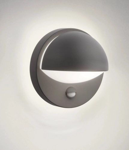 LED kerti lámpa homlokzati fali lámpa JÚNIUS myGarden E27 IP44 kerek mozgásérzékelővel, antracit PHILIPS