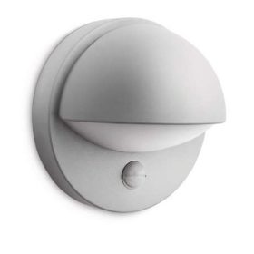   Kerti fali lámpa homlokzati kültéri lámpa JÚNIUS E27 IP44 mozgásérzékelővel, kerek szürke PHILIPS