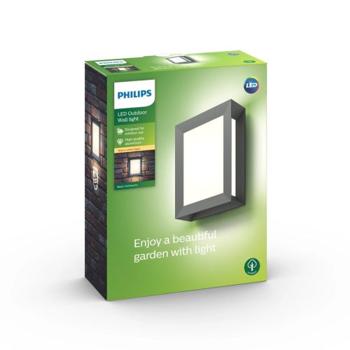 Kerti LED lámpa Homlokzati fali lámpa KARP myGarden 6W 2700K IP44 Négyszögletű mennyezeti antracit PHILIPS