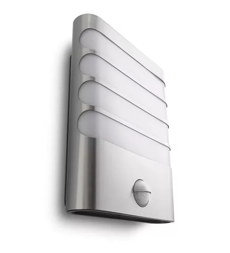 LED kerti lámpa homlokzati fali lámpa RACCOON IR myGarden 3W 2700K IP44 mozgás- és szürkületérzékelővel, ezüst PHILIPS