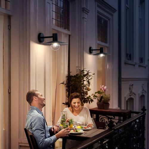 Kerti LED lámpa Fali lámpa homlokzat SKUA myGarden E27 IP44 Down Light Fekete PHILIPS