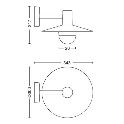 Kerti LED lámpa Fali lámpa homlokzat SKUA myGarden E27 IP44 Down Light Fekete PHILIPS