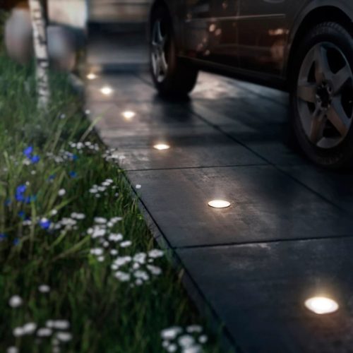LED-es kerti lámpa földi behajtó MOSS myGarden 3W 2700K IP67 kerek ezüst PHILIPS