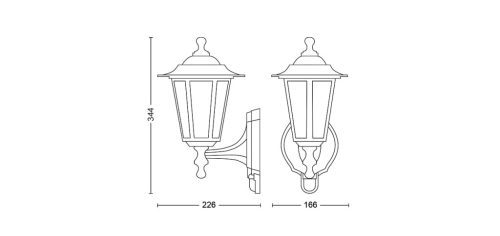 LED kerti lámpa PEKING myGarden E27 IP44 emelési fali lámpa alkonyérzékelővel Fekete PHILIPS