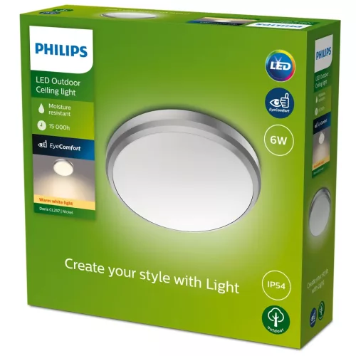 Kerti LED lámpa kültéri mennyezeti DORIS myGarden 6W 2700K IP54 fali lámpa mennyezeti ezüst PHILIPS