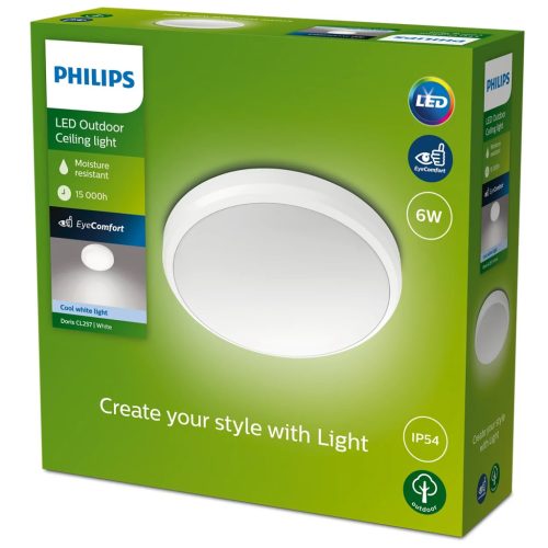 LED kerti lámpa kültéri mennyezeti DORIS myGarden 6W 4000K IP54 fali lámpa mennyezeti fehér PHILIPS