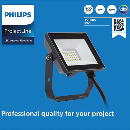 LED reflektor 10W 900lm 3000K IP65 fekete ProjectLine Floodlight PHILIPS
